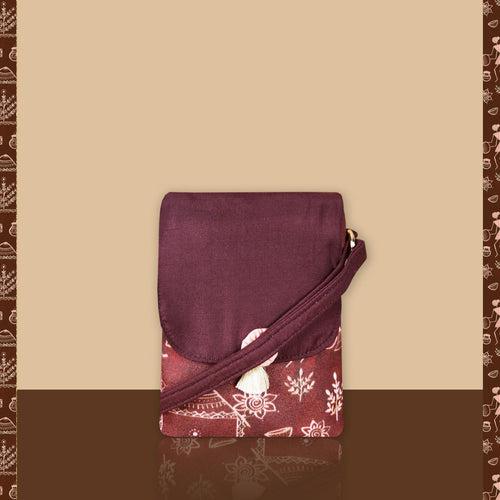 Warli Mobile Sling Bag-Brown