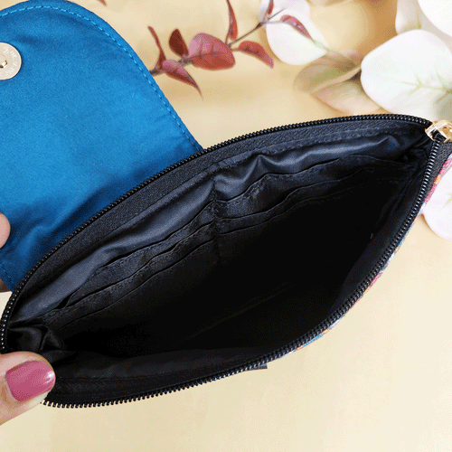 Side Flap Wallet- Blue Jharokha