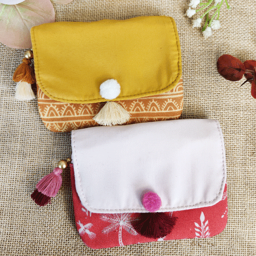 Warli Red-Mustard Mini Wallet