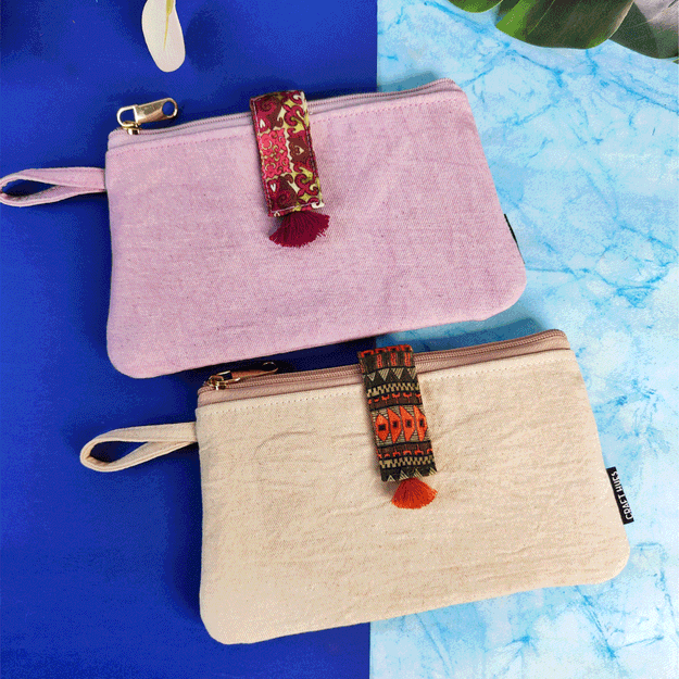 Long Plain Wallet Combo - Beige-Pink