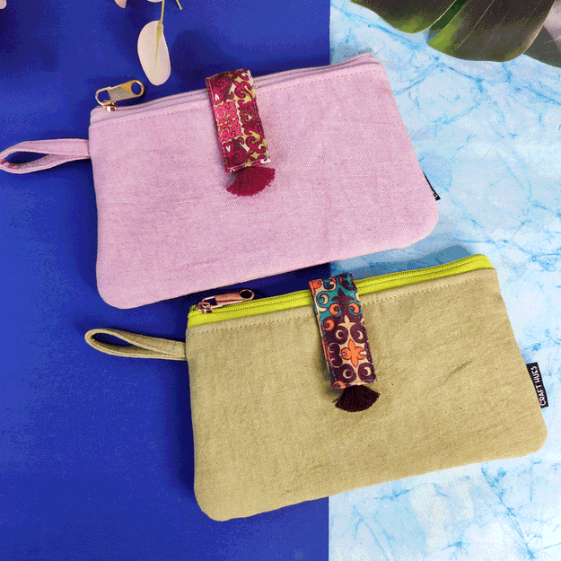 Long Plain Wallet Combo - Green-Pink