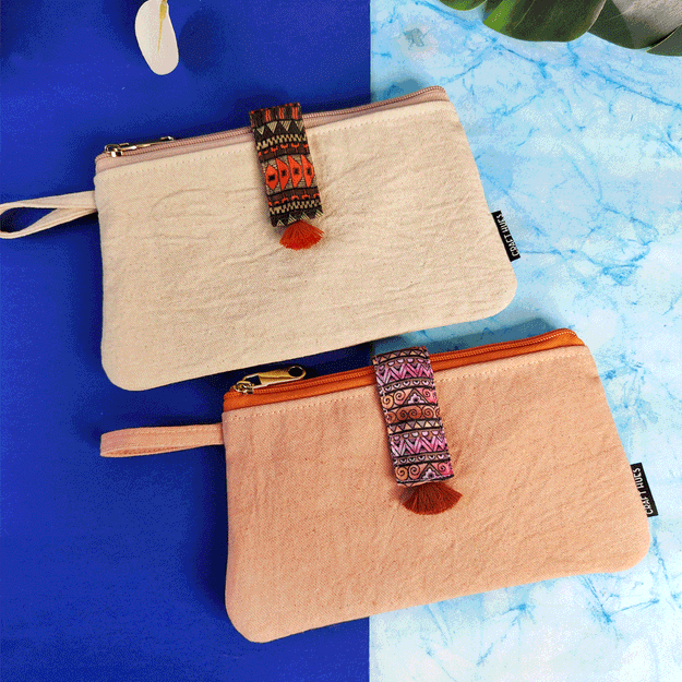 Long Plain Wallet Combo - Beige-Peach