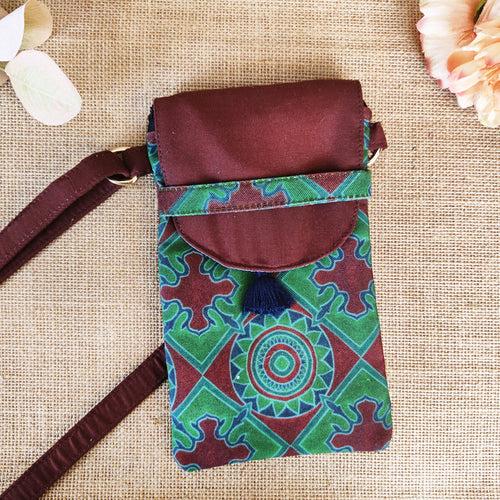 Flap Mobile Sling Bag- Green Chakra