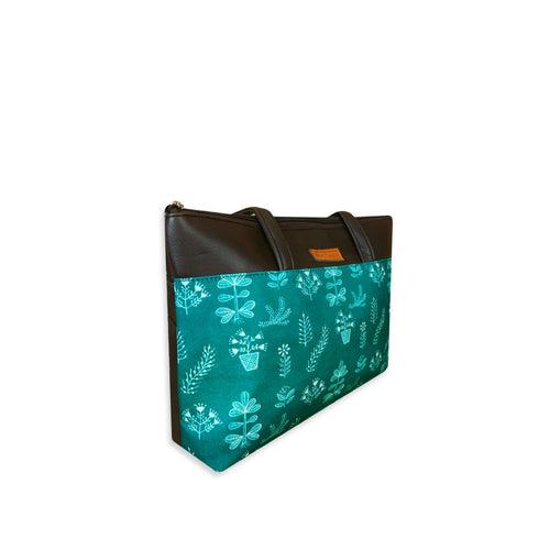 Teal Warli Garden Tote Bag