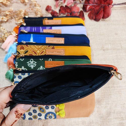 Black/Blue Ajrakh Pouch Combo