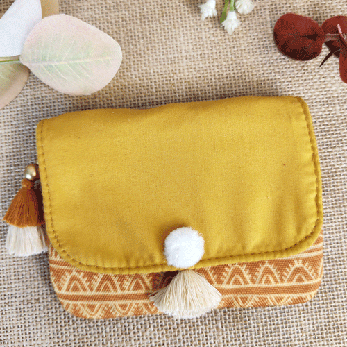 Warli Red-Mustard Mini Wallet