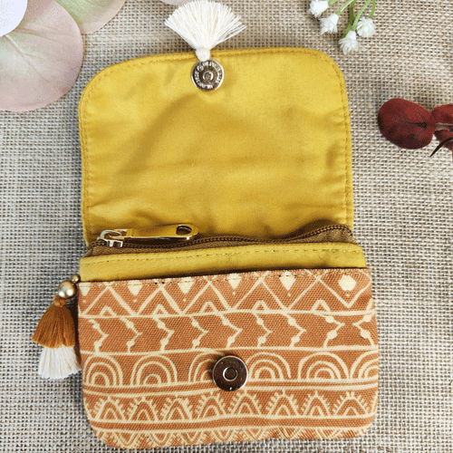 Mustard Warli Mini Wallet