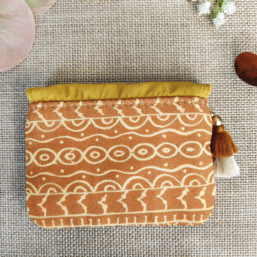 Warli Red-Mustard Mini Wallet