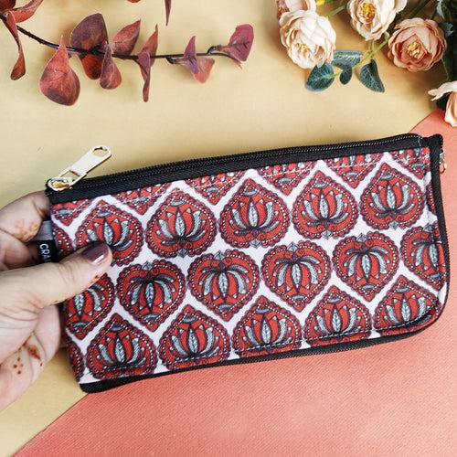 Dual-Zip Red Madhubani Lotus