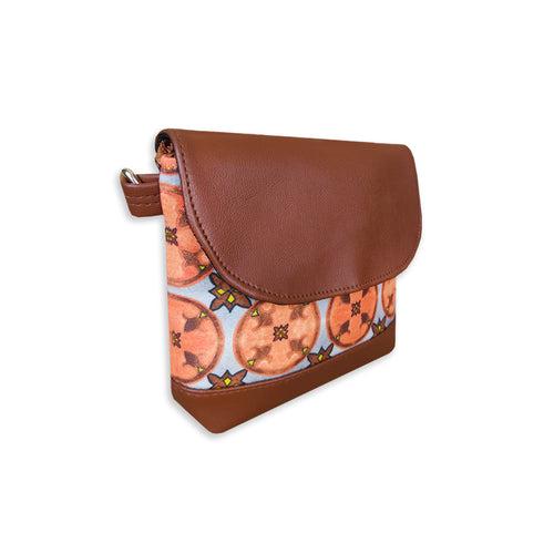 Orange Rangoli Flap Sling Bag