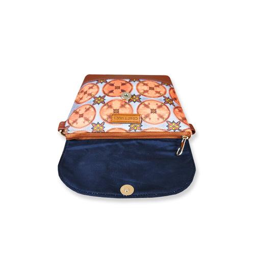 Orange Rangoli Flap Sling Bag