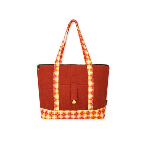 Orange Petals Large Tote Bag