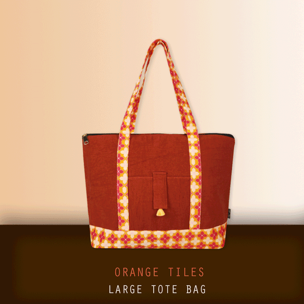 Orange Petals Large Tote Bag