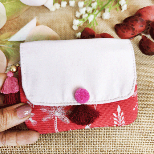 Warli Red-Mustard Mini Wallet