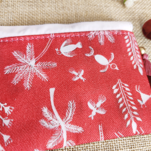 Warli Red-Mustard Mini Wallet