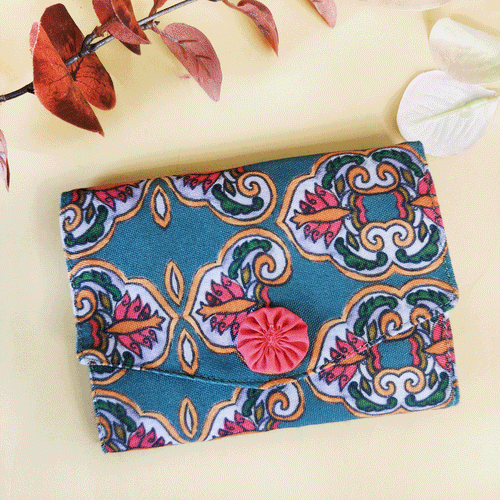 3-Fold Wallet- Blue Jharokha