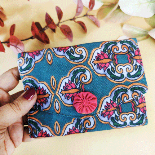 3-Fold Wallet- Blue Jharokha