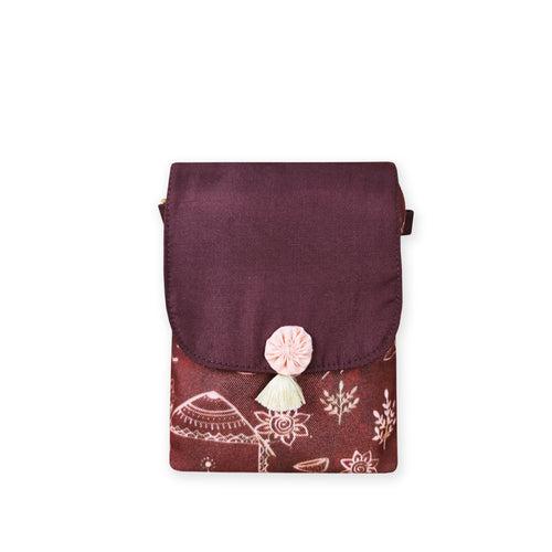 Warli Mobile Sling Bag-Brown