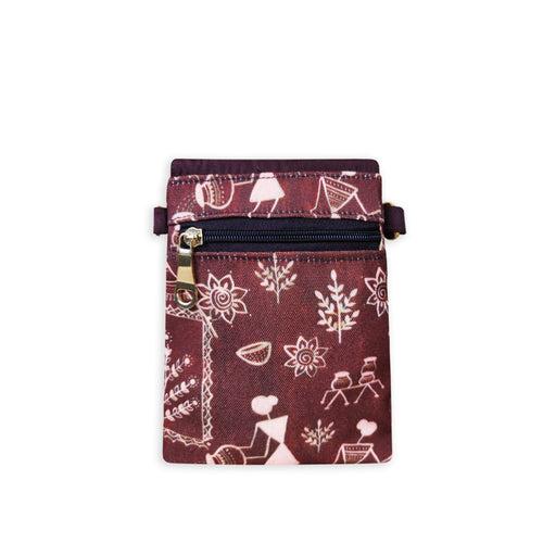 Warli Mobile Sling Bag-Brown