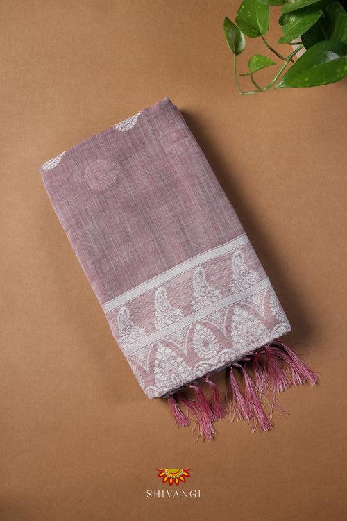 Pink & White Ethnic Cotton Saree !!!