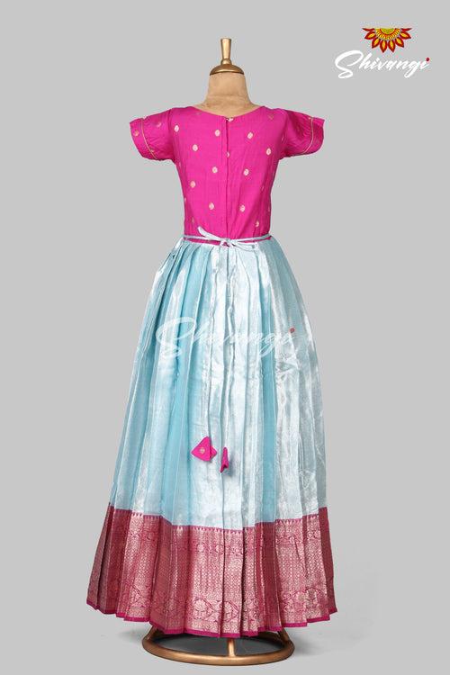 Sky Blue Silver Rose Long Gown For Girls !!!