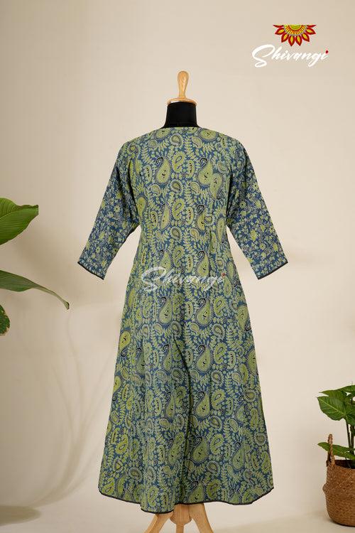 Green Mul Kali Kurti For Women -  BA2701