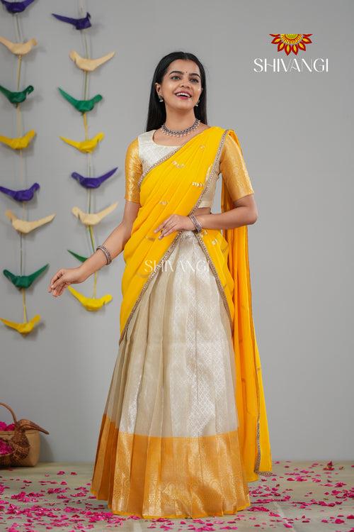 Yellow Moon Light Traditional Half saree | Lehenga For Girls !!!