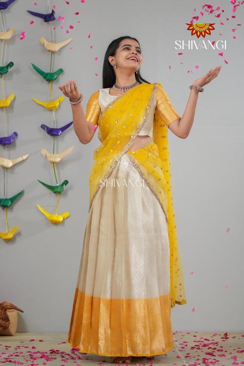 Yellow Moon Light Traditional Half saree | Lehenga For Girls !!!