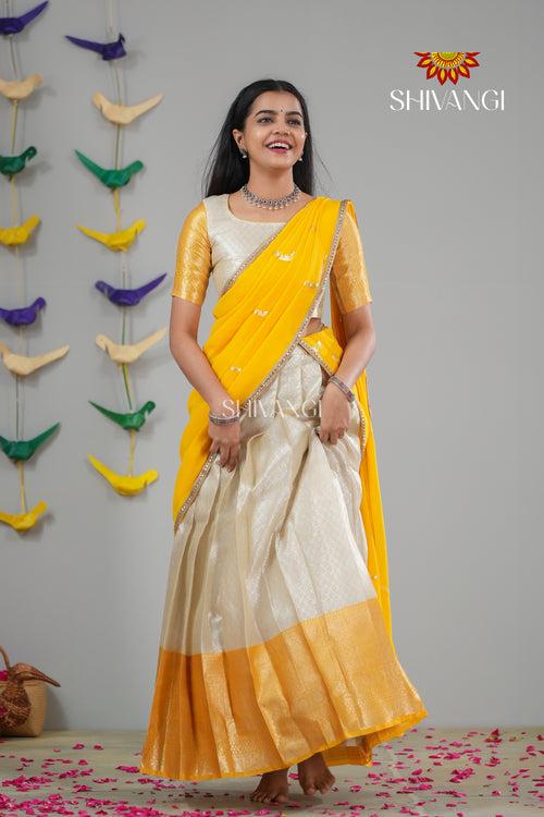 Yellow Moon Light Traditional Half saree | Lehenga For Girls !!!