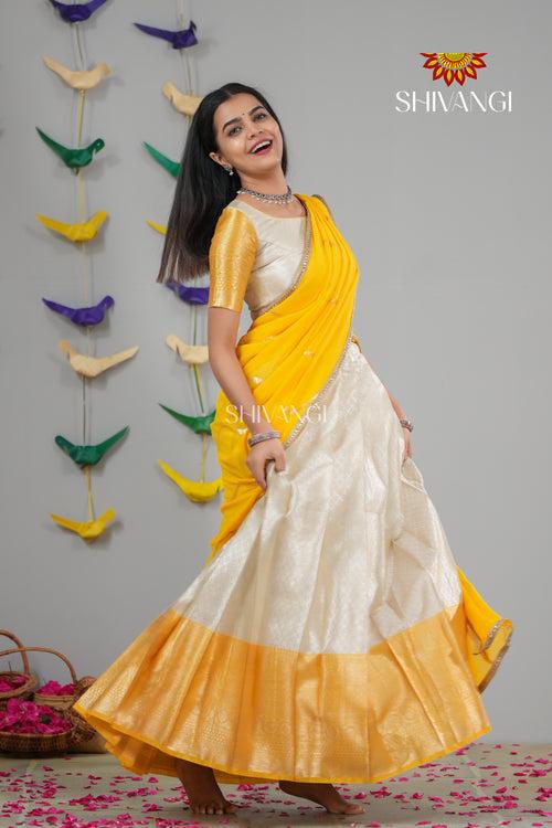 Yellow Moon Light Traditional Half saree | Lehenga For Girls !!!