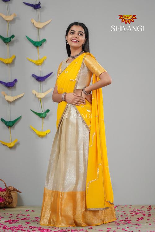 Yellow Moon Light Traditional Half saree | Lehenga For Girls !!!