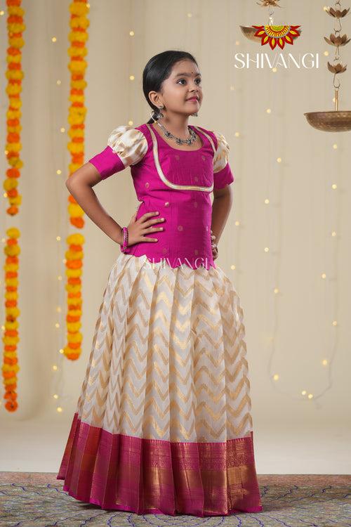 Festive Collection - Pink Smoky Wave Pattu Pavadai !!!