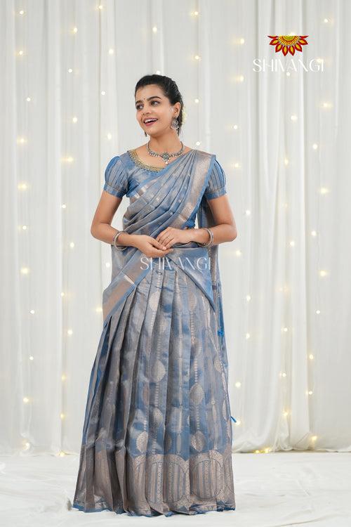 Blue Tissue Garland Traditional Half saree | Lehenga For Girls !!!