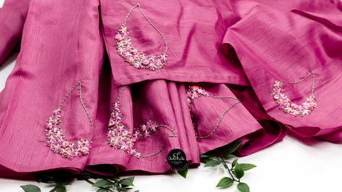 Elegant  light Orchid colour Semi Silk Saree with Delicate Lazy Daisy Embroidery