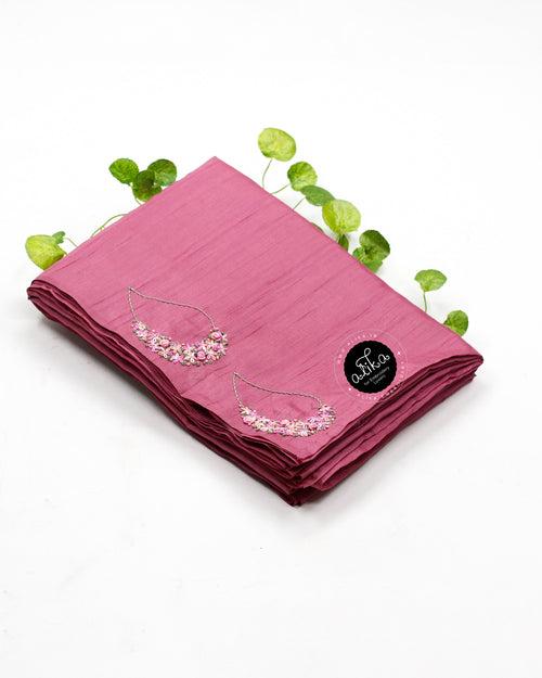 Elegant  light Orchid colour Semi Silk Saree with Delicate Lazy Daisy Embroidery