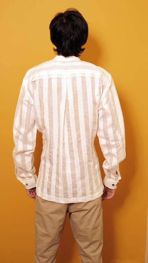 White Self stripes kurta shirt