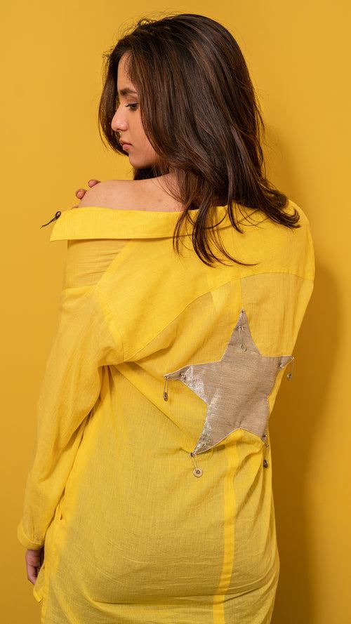 Yellow Voile asymmetrical shirt