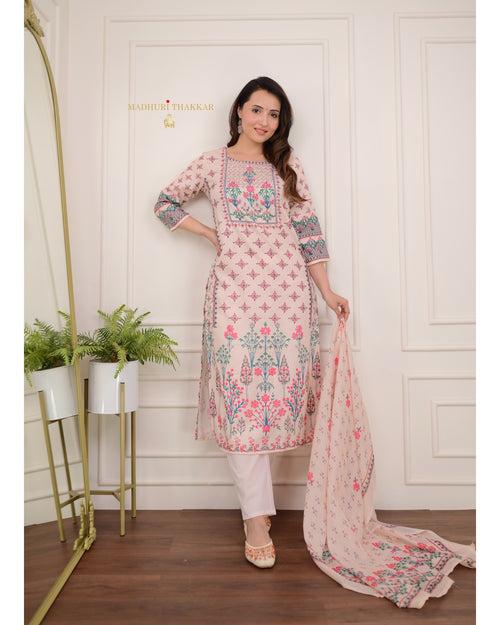 Ivory Linen Embroidered Pakistani Suit