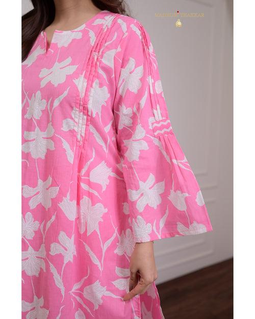 Pink Floral Pintex Cotton Co-ord