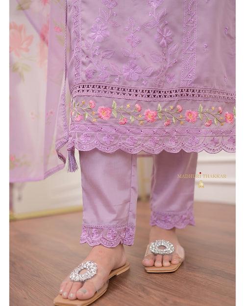 Lilac Pakistani Organza Suit
