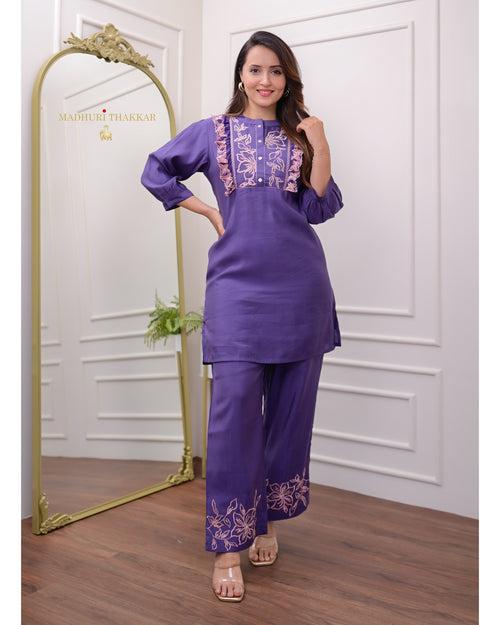 Purple Handwork Co-ord Set