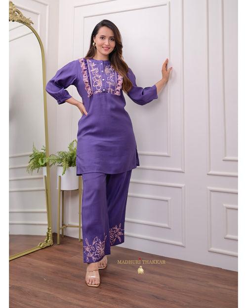 Purple Handwork Co-ord Set