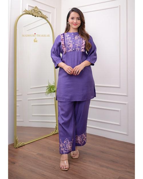 Purple Handwork Co-ord Set