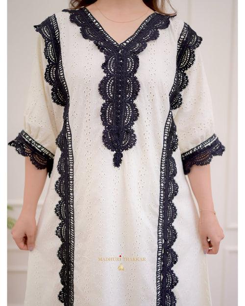 Ivory Black Schiffli Pakistani Suit