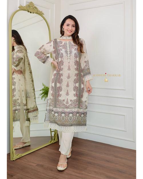 Ivory Pearlwork Digital Printed Pakistani Suit