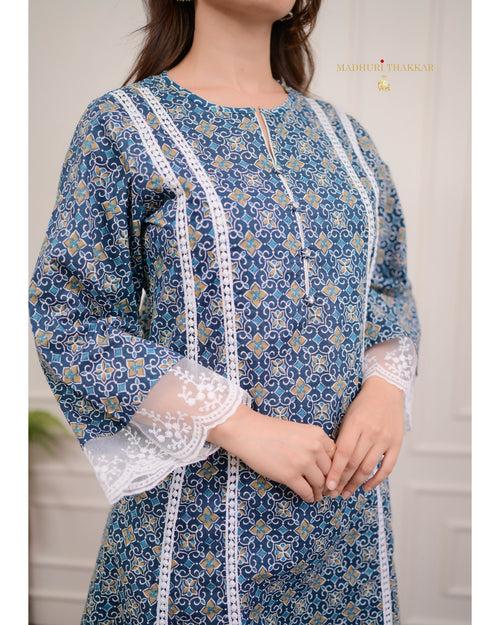 Navy Blue Aline Pakistani Suit