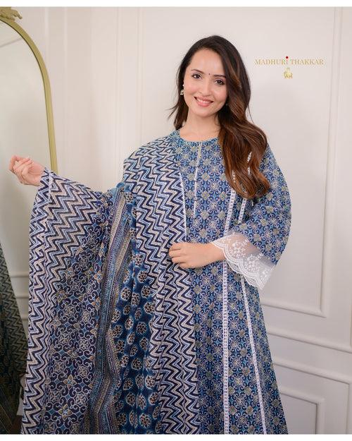 Navy Blue Aline Pakistani Suit