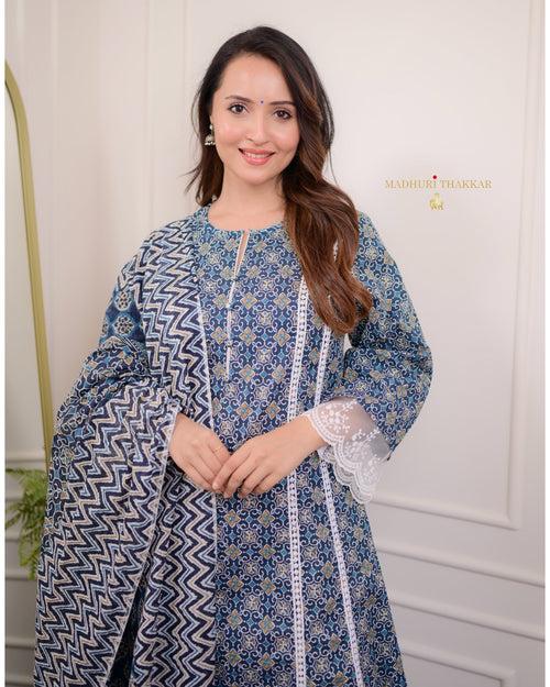 Navy Blue Aline Pakistani Suit