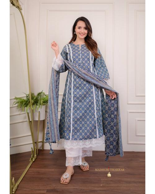 Navy Blue Aline Pakistani Suit