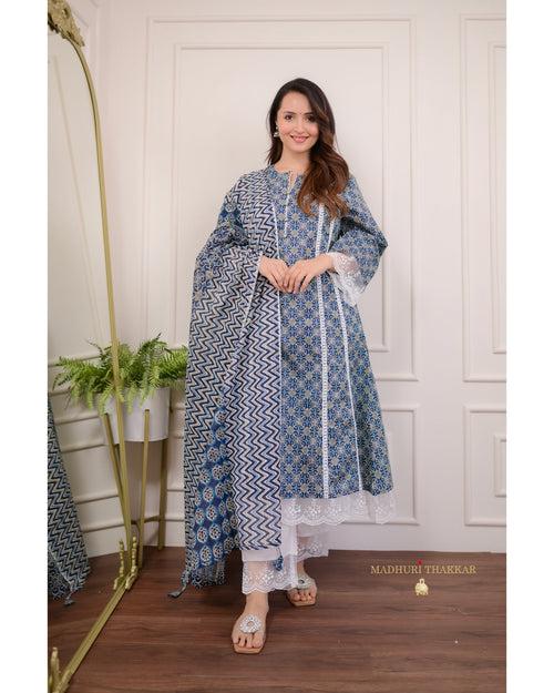 Navy Blue Aline Pakistani Suit